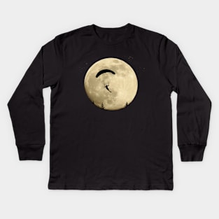 Speed Flying Moon Speed Riding Paraglider Kids Long Sleeve T-Shirt